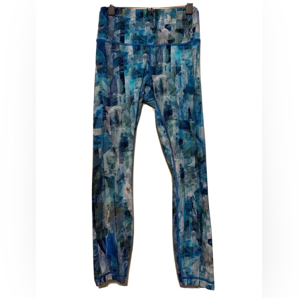 Lululemon Size 6 Wunder Under Tight 7/8 Legging Sun Dazed Multi Blue EUC